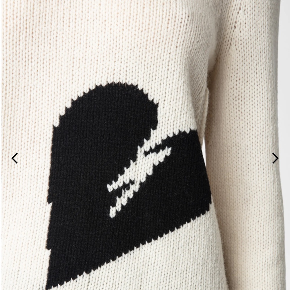 ZADIG & VOLTAIRE Cutie Merino Wool Crewneck Heart Sweater Sz S NWT $328 - Picture 5 of 5